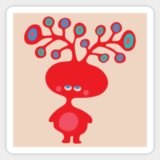 TREE HEADS Cute Red Imaginary Kids Kawaii Monster with Funny Antlers - UnBlink Studio by Jackie Tahara Magnet